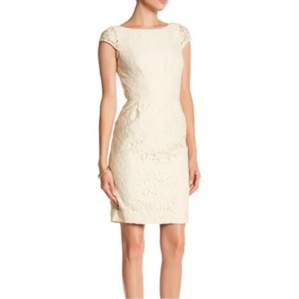 J Crew Ivory Elsa Lace Short Sleeve Sheath Dress Size 8P